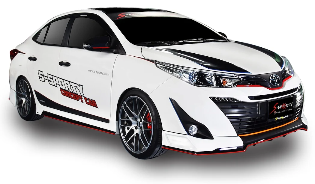 ชุดแต่ง TOYOTA ATIV 2019 – SPORT 2 ภาพรถเต็มคันมุมหน้าจากต้นทาง S-Sporty