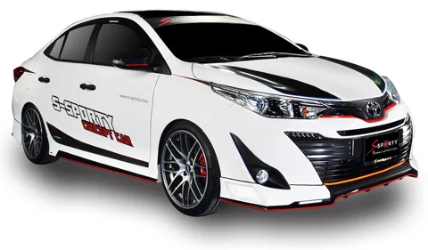 ชุดแต่ง TOYOTA ATIV 2019 – SPORT 2 ภาพรถเต็มคันมุมหน้าจากต้นทาง S-Sporty