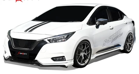 ชุดแต่ง ALMERA 2020 – KEVLAR ภาพรถเต็มคันมุมหน้าจากต้นทาง S-Sporty