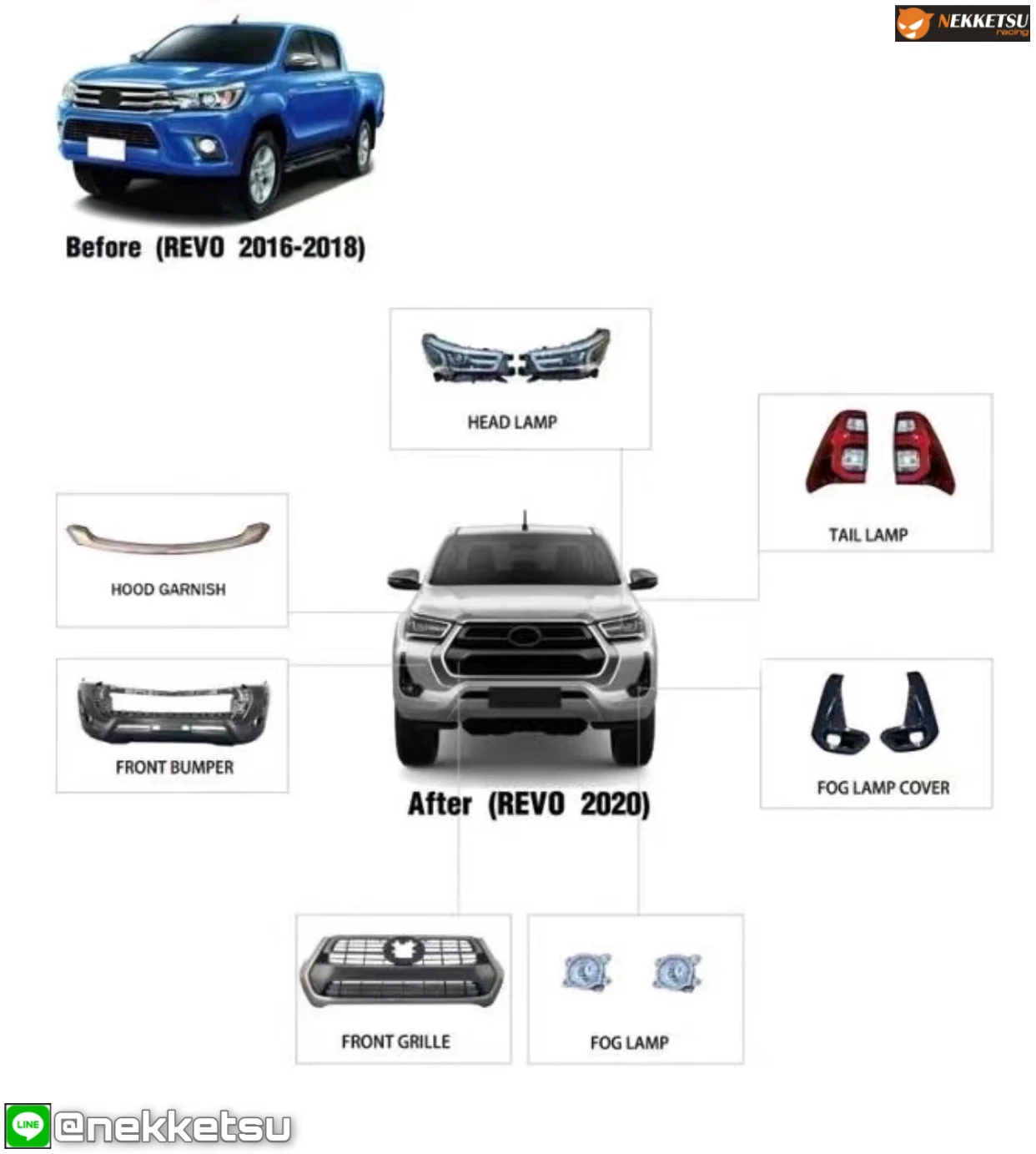 ชุดแต่ง Toyota Hilux Revo 2015 2019 แปลงหน้าเป็น 2020 Revo 2020