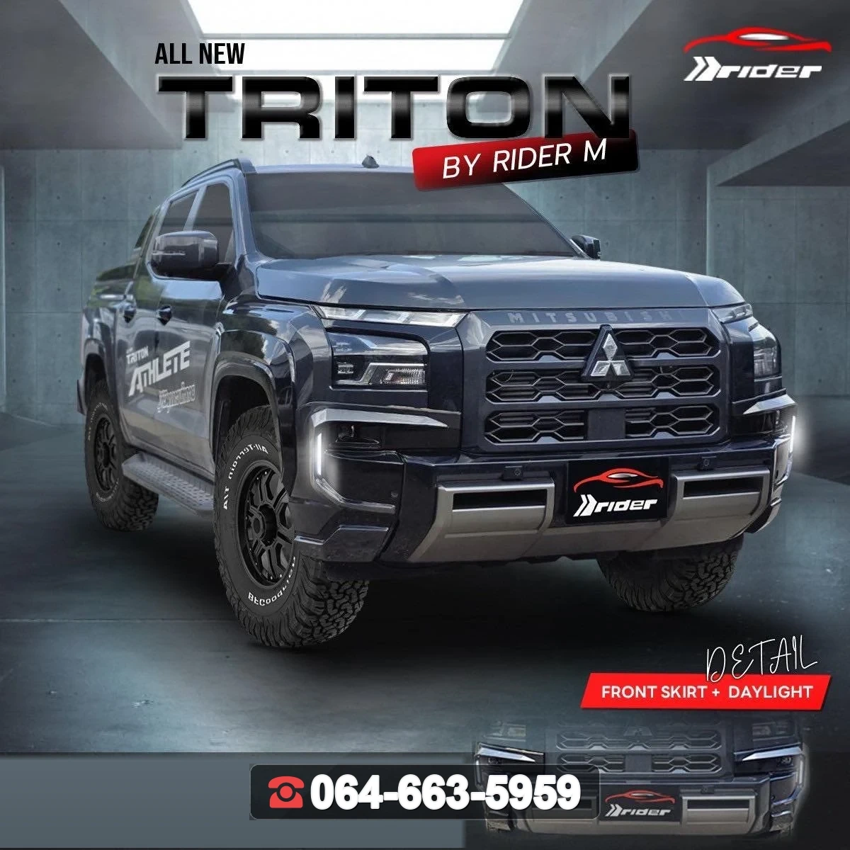 ชุดแต่ง MITSUBISHI คิ้วกันชนหน้า Triton '2025 Athlete RiderM ภาพ 2