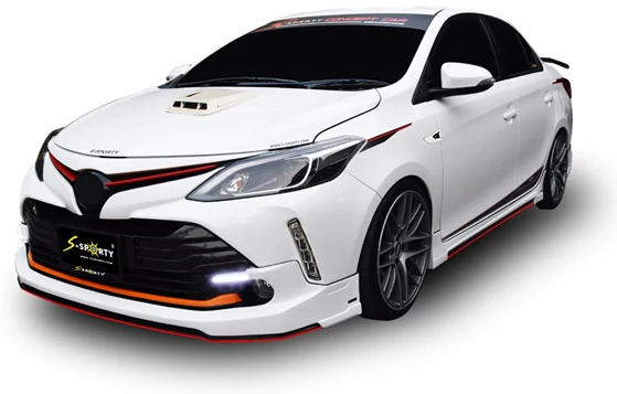 ชุดแต่ง VIOS 2016 – SECRET ภาพรถเต็มคันมุมหน้าจากต้นทาง S-Sporty