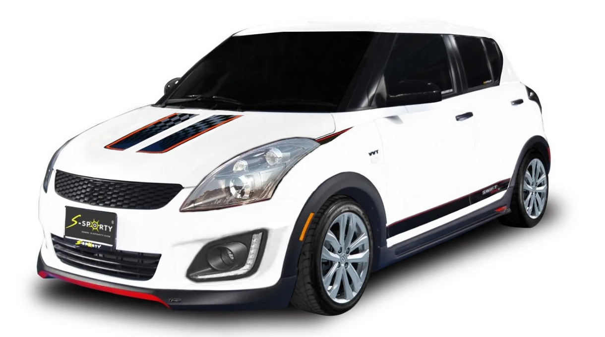 ชุดแต่ง Suzuki Swift 2014 SPORT II – RX II ภาพรถเต็มคันมุมหน้าจากต้นทาง S-Sporty