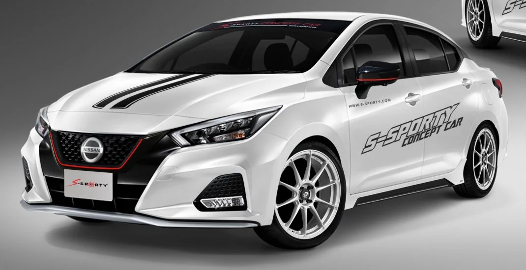 ชุดแต่ง ALMERA 2021 – SPORTECH ภาพรถเต็มคันมุมหน้าจากต้นทาง S-Sporty