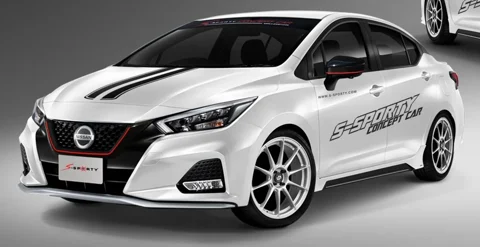 ชุดแต่ง ALMERA 2021 – SPORTECH ภาพรถเต็มคันมุมหน้าจากต้นทาง S-Sporty