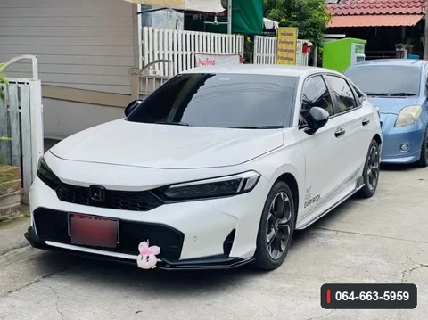 Honda Civic FE MC มุมด้านหน้า แสดงลิ้นต่อกันชนหน้าติดตั้งบนรถ