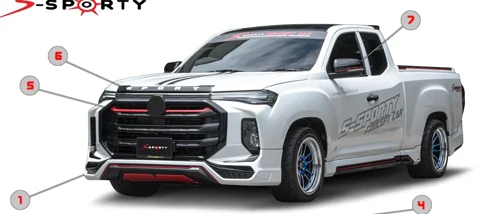 ชุดแต่ง MG EXTENDER 2021 – SPORT 1 PLUS(ตัวเตี้ย) ภาพรถเต็มคันมุมหน้าจากต้นทาง S-Sporty