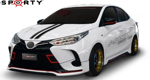ชุดแต่ง TOYOTA ATIV 2020 – SPORT 1 ภาพรถเต็มคันมุมหน้าจากต้นทาง S-Sporty