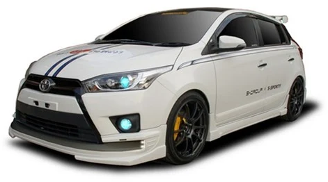 ชุดแต่ง Yaris Hatchback 2014 S2 ภาพรถเต็มคันมุมหน้าจากต้นทาง S-Sporty