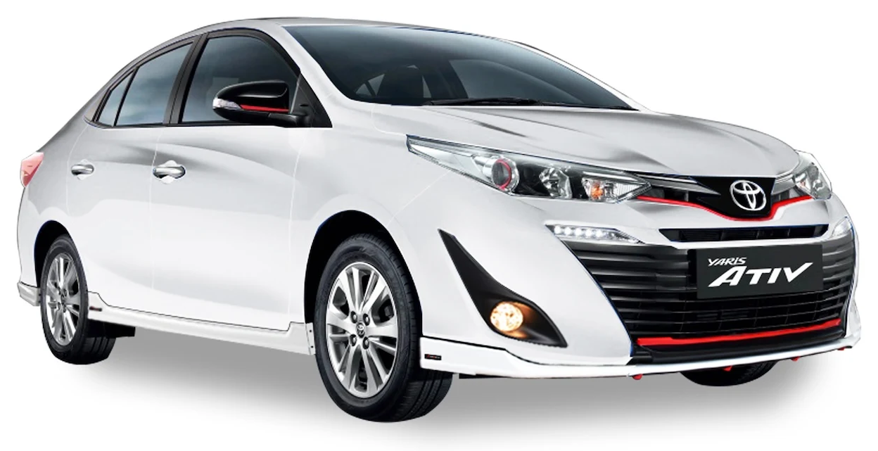 ชุดแต่ง TOYOTA ATIV 2019 – TACHI ภาพรถเต็มคันมุมหน้าจากต้นทาง S-Sporty