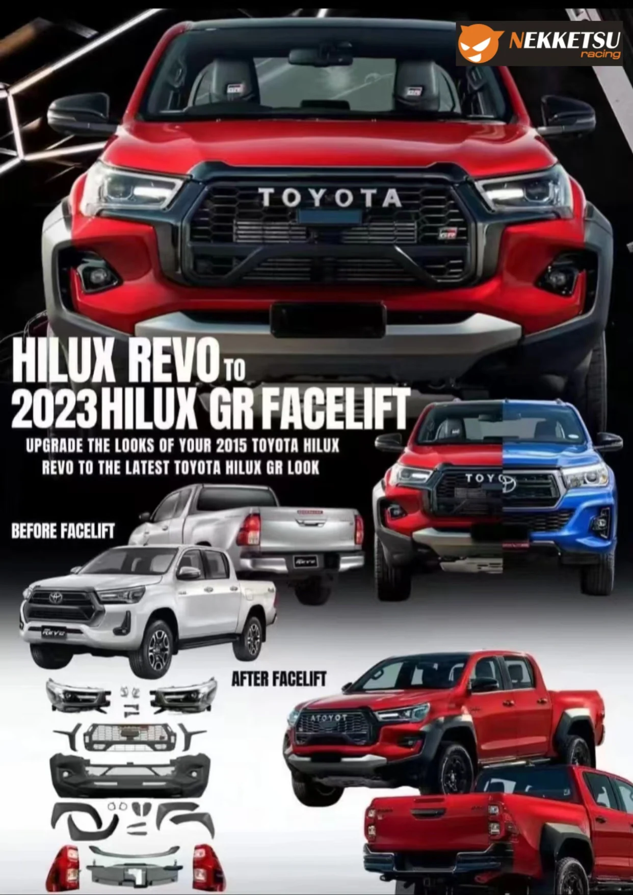 ชุดแต่ง Toyota Hilux Revo 2015 2019 เปลี่ยนเป็น GR 2024