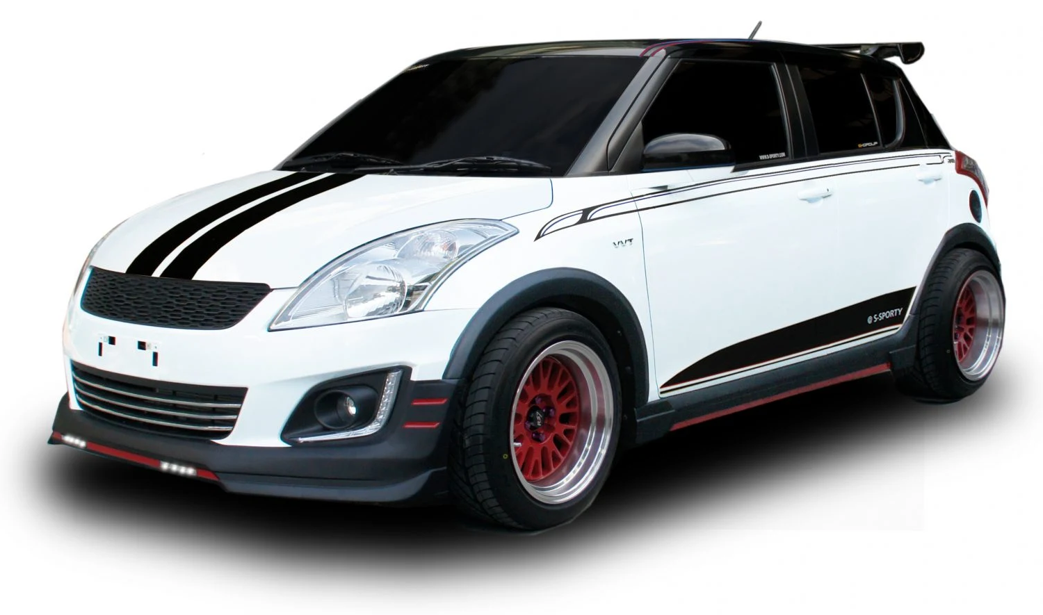 ชุดแต่ง SWIFT 2014 TIOA(SAI) ภาพรถเต็มคันมุมหน้าจากต้นทาง S-Sporty