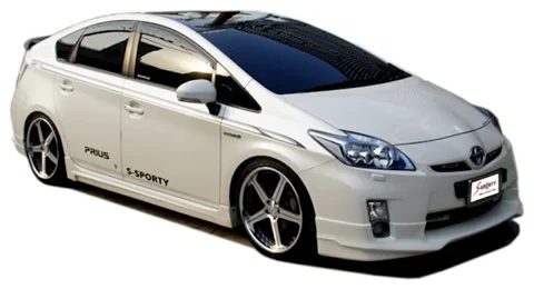 ชุดแต่ง PRIUS 2010 – T ภาพรถเต็มคันมุมหน้าจากต้นทาง S-Sporty
