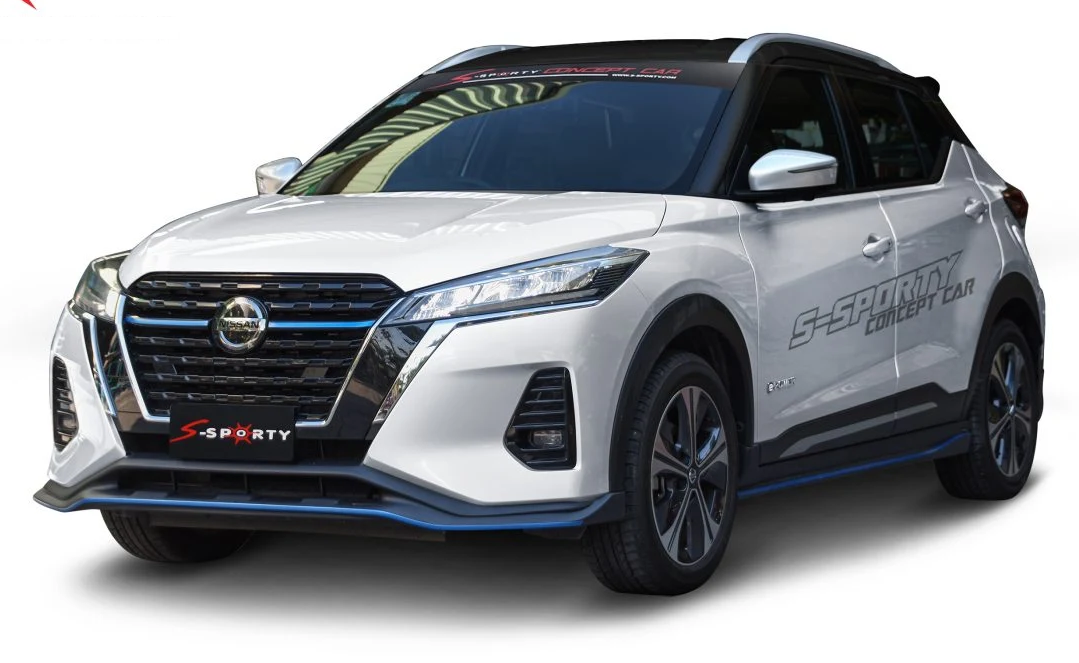 ชุดแต่ง KICKS 2021 – SPORT 1 ภาพรถเต็มคันมุมหน้าจากต้นทาง S-Sporty