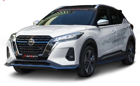 ชุดแต่ง KICKS 2021 – SPORT 1 ภาพรถเต็มคันมุมหน้าจากต้นทาง S-Sporty